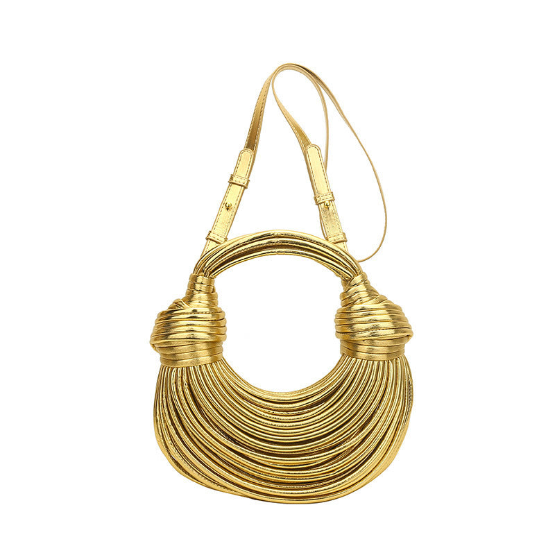 Instafamous Metal Noodles Underarm Bag Fashion Shiny Surface - Dana Fashion