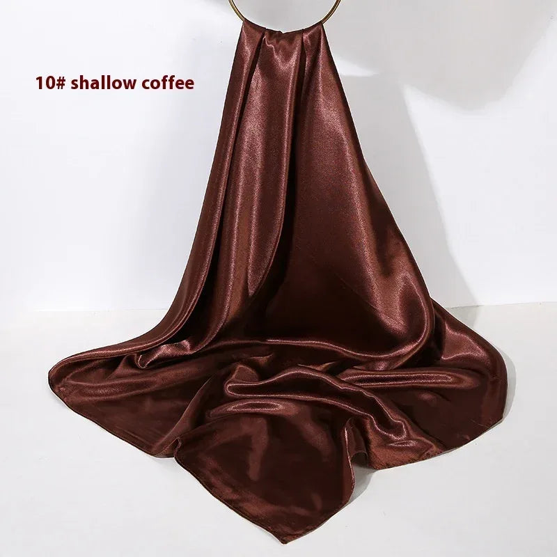 Pure Color Silk Scarf Artificial Silk 90cm Shiny Satin Shawl - DanaFashionstore