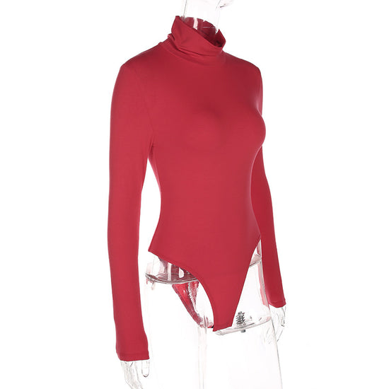 Slim-fit base high-neck jumpsuit