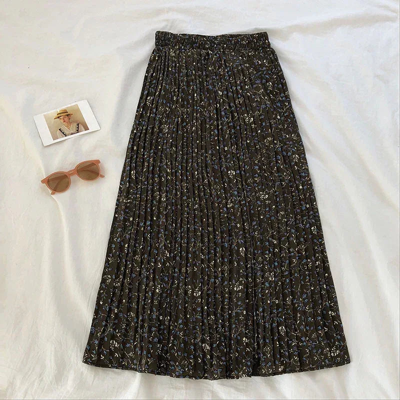 Fashionable Sweet All-match Floral Embossed High Waist Slim Mid-length A-line Skirt - DanaFashionstore