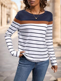 Women's Round Neck Striped Long Sleeve T-Shirt - DanaFashionstore