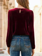 A Solid-colored Long-sleeved Top For Ladies - DanaFashionstore