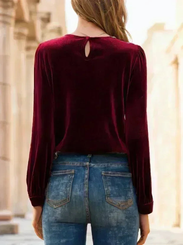 A Solid-colored Long-sleeved Top For Ladies - DanaFashionstore