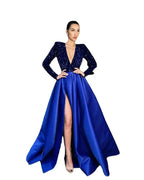 Women's Long Sleeve Sequin V-neck Sequins Evening Dress - DanaFashionstore