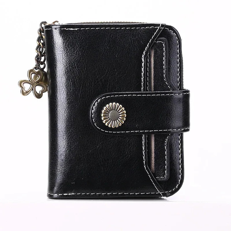 Oil Wax Genuine Leather Lady's Wallet European And American Style - DanaFashionstore