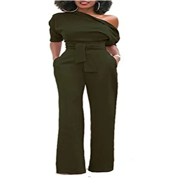 Off-Shoulder Buttoned Wide-Leg Pants 2026 - Casual Jumpsuit - DanaFashionstore