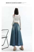 American Style Retro Big Swing Denim Spring New High Waist A- Line Slimming Mid-length Skirt - DanaFashionstore