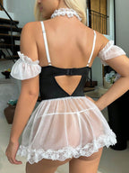 Women's Lace Mesh See-through Slip Nightdress - DanaFashionstore