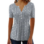 European And American Spring And Summer V-collar Polka Dot Short Sleeve - DanaFashionstore
