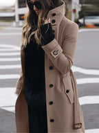 Autumn Winter New Woolen Coat Women's Slim Fit Cardigan Large Coat Women Long Sleeve Single Breasted Stand Collar Woolen Coat - DanaFashionstore