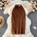 Early Autumn Hong Kong Style Retro Split Skirt Winter With Sweater Mid-length