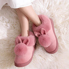 Autumn Winter Cotton Slippers Fur Rabbit Home Warm Thick Bottom Indoor Cotton Shoes Womens Slippers Cute Fluffy Cat Slippers - DanaFashionstore