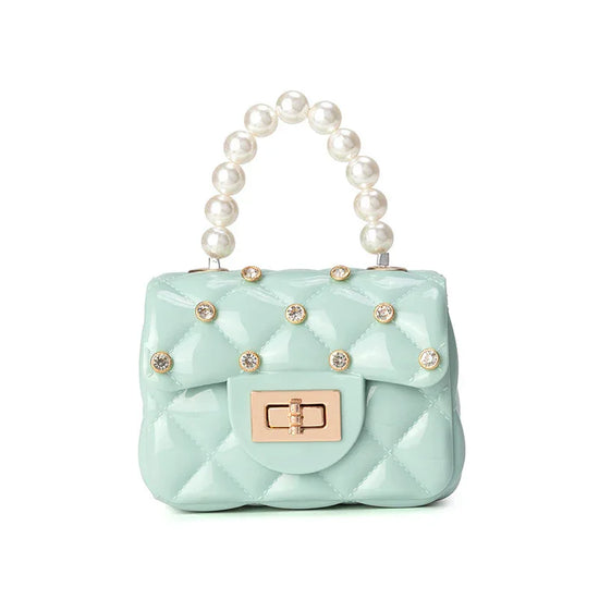Children's Jelly Bag Rhombic Chain Pearl Handbag - DanaFashionstore