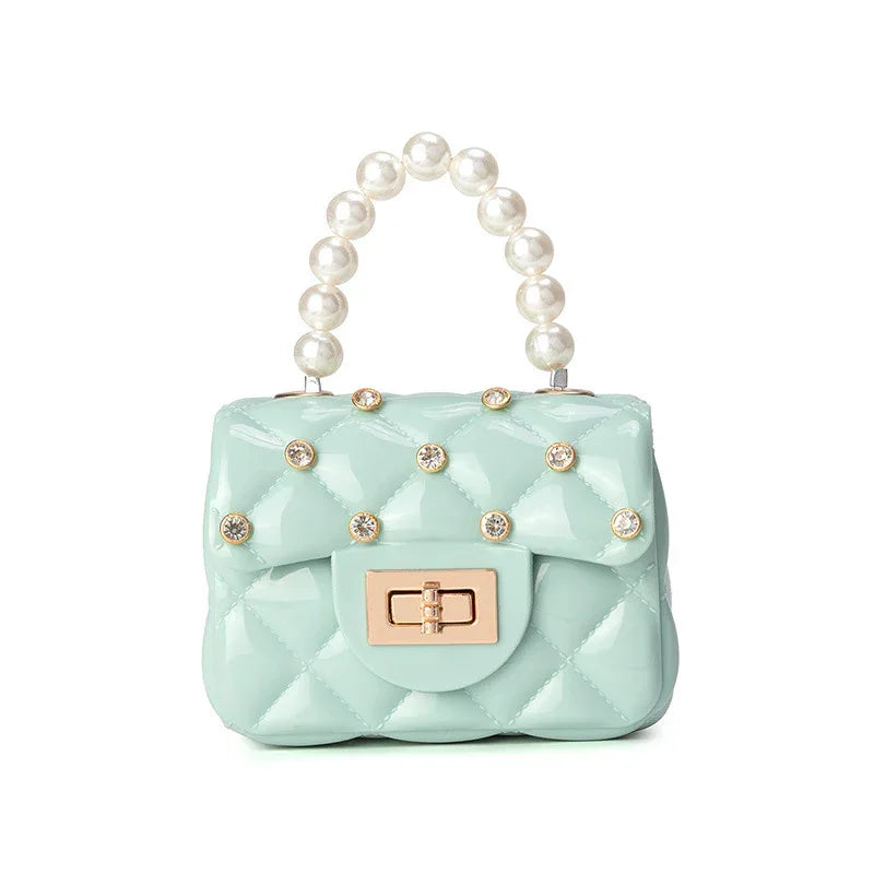 Children's Jelly Bag Rhombic Chain Pearl Handbag - DanaFashionstore