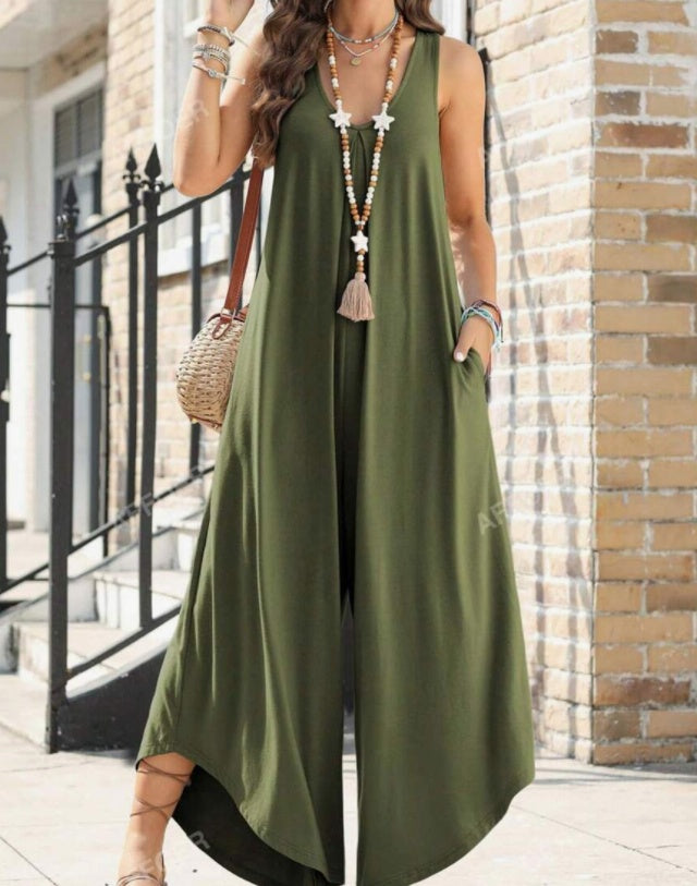 V-neck Trumpet Wide Leg Jumpsuit