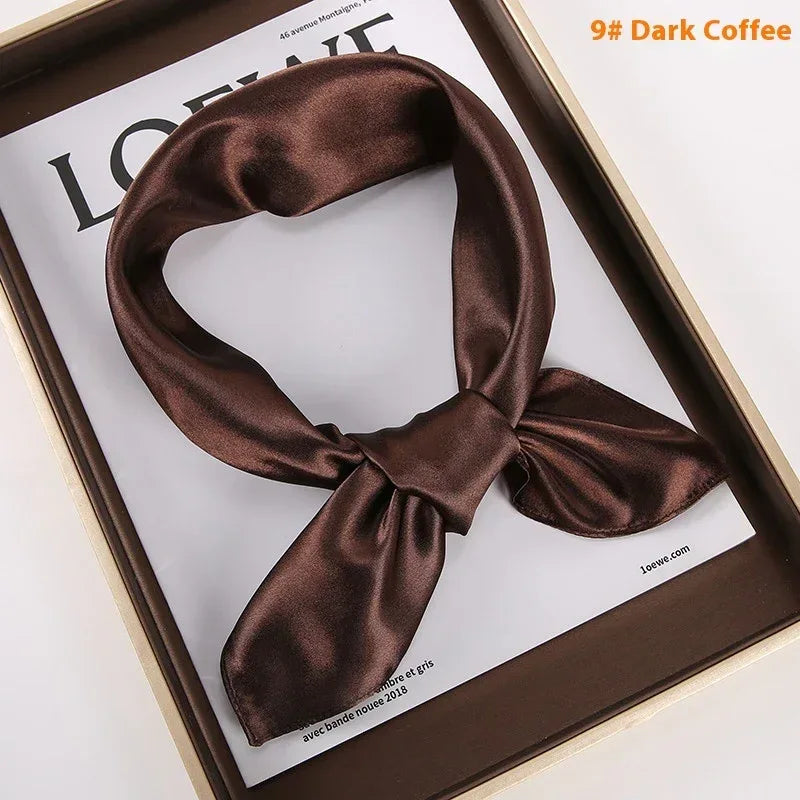 Solid Color Square Scarf Artificial Silk Small Square Towel - DanaFashionstore
