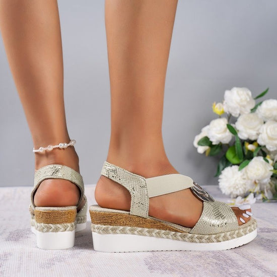Women's Summer New Hemp Rope Wedge Light Bottom Peep Toe Sandals