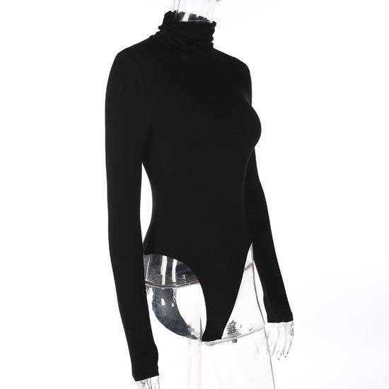 Slim-fit base high-neck jumpsuit