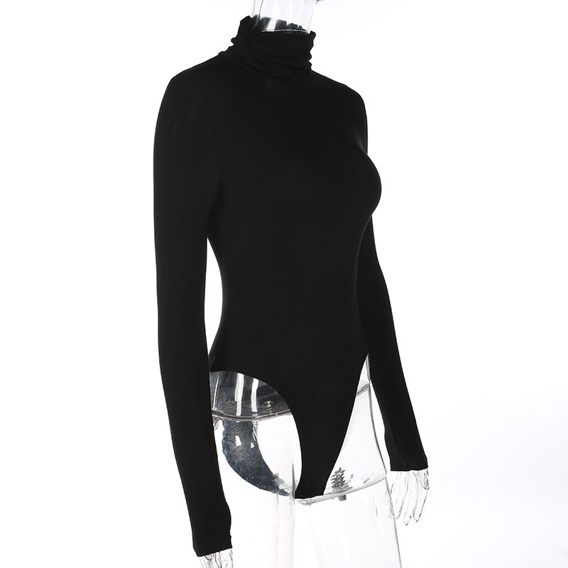 Slim-fit base high-neck jumpsuit