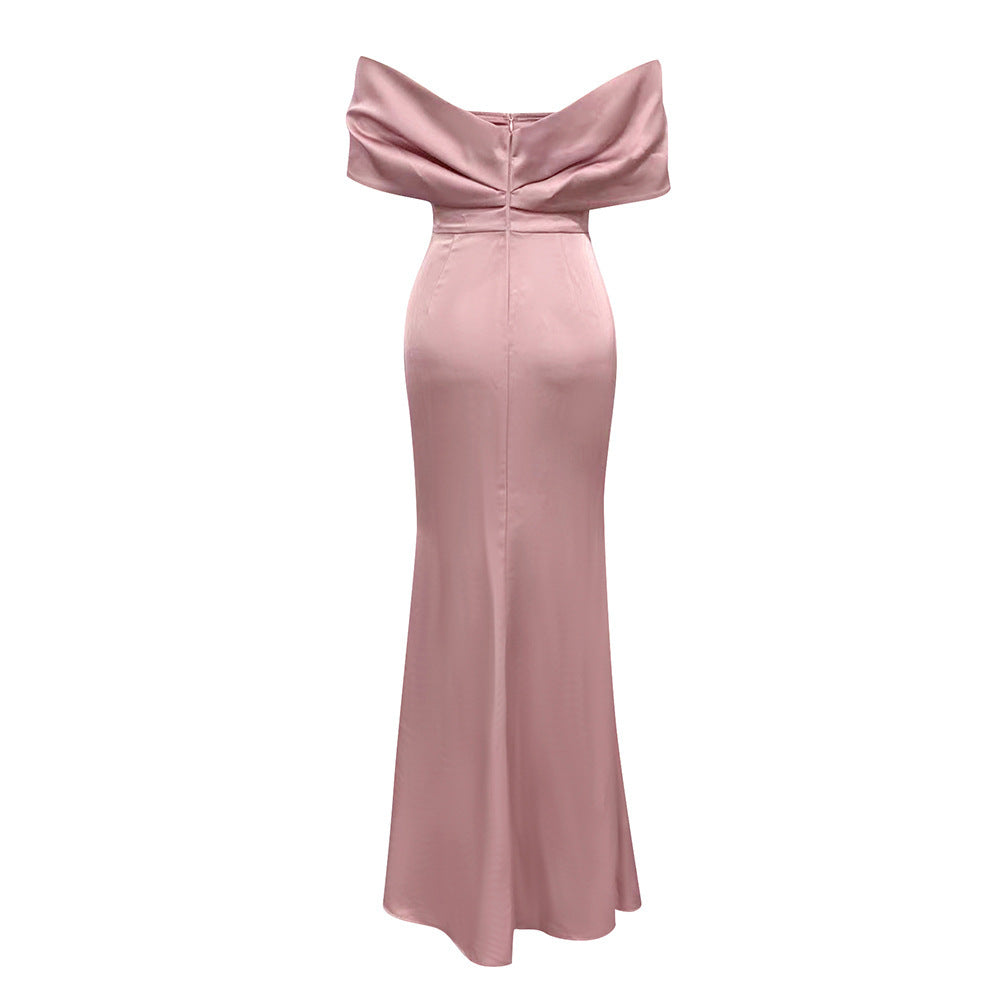 Elegant Off-the-shoulder Tube Top With Diamond Sitt Dress