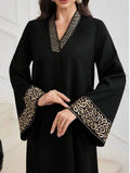 Embroidered Trim V-neck Light Luxury Dress