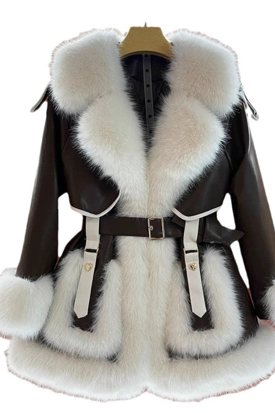Elegant Big Fur Collar Fur Fur Coat For Women Dana Fashion
