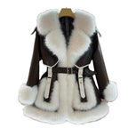Elegant Big Fur Collar Fur Fur Coat For Women - DanaFashionstore