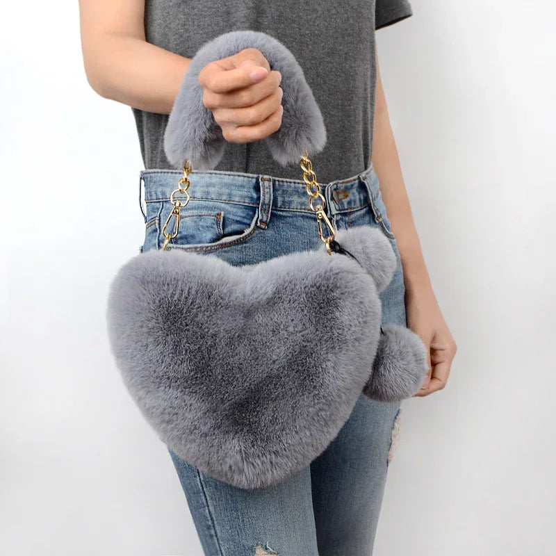 Love Bags Soft Plush Handbags Women Valentine's Day Party Bag - DanaFashionstore