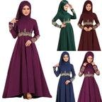 Muslim Embroidered High Waist Dress - Elegant Ethnic Graceful Slim Fit Islamic Dress - DanaFashionstore