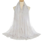 Pleated Viscose Yarn Monochrome Scarf Natural Wrinkled Cotton And Linen Burrs - DanaFashionstore
