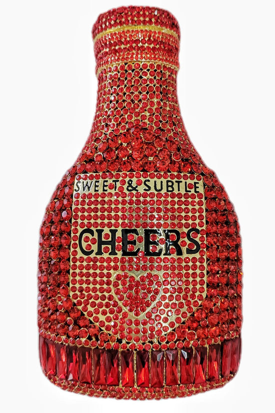 Champagne Bottle Rhinestone Evening Clutch Women's Bag - Dana Fashion
