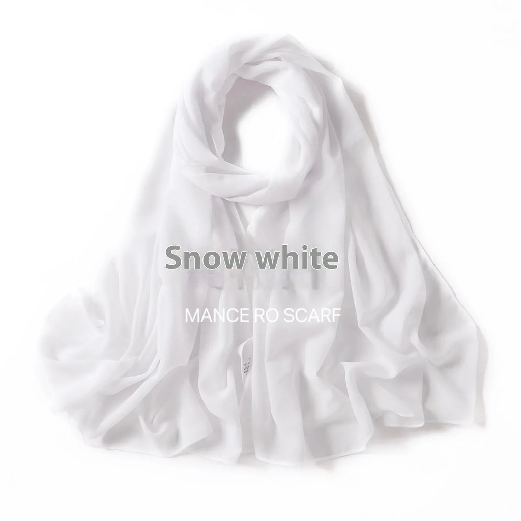 Pure Color Pearl Chiffon Scarf Headcloth Veil Chiffon Scarf - DanaFashionstore
