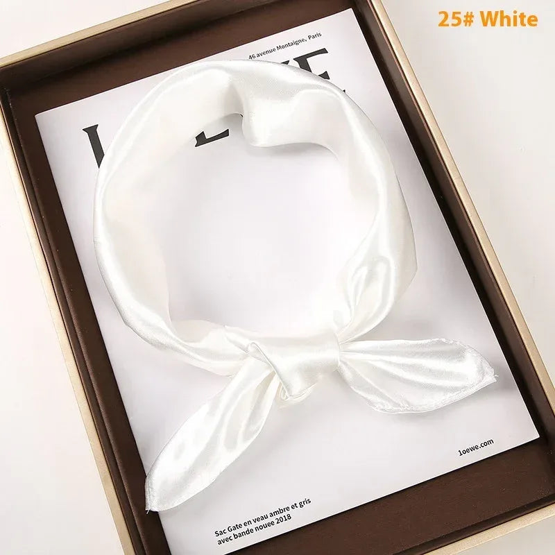 Solid Color Square Scarf Artificial Silk Small Square Towel - DanaFashionstore