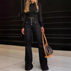 Women's Patchwork Jeans Slim Fit Slimming Stretch Flared Pants - DanaFashionstore