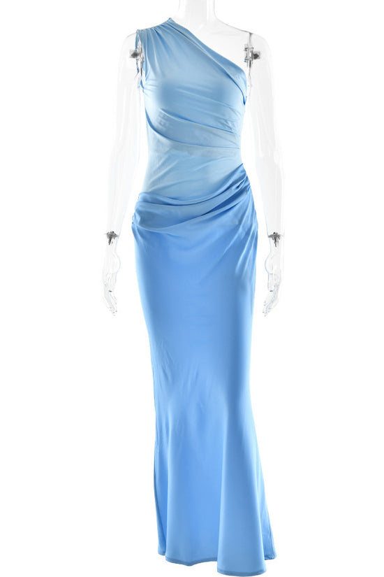 Satin Elegant Slim-fit One-shoulder Dress Sheath