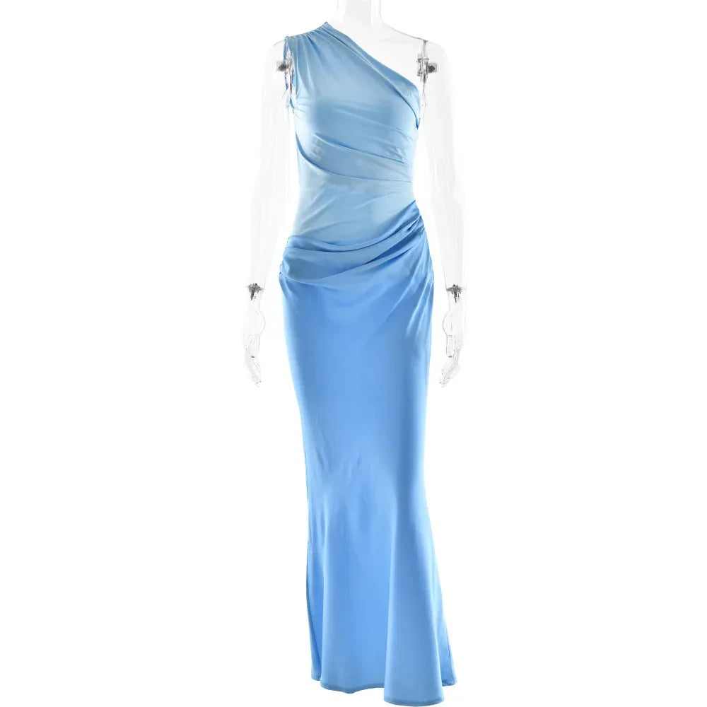 Satin One-Shoulder Dress 2026 - Elegant Slim-Fit Sheath Dress - DanaFashionstore