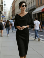 Womens Solid-Color Body-Con Plus-Size Dress With A Sophisticated Look - DanaFashionstore