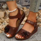 Women's Summer Plus Size Hollow-out Flower Platform Wedge Sandals - DanaFashionstore