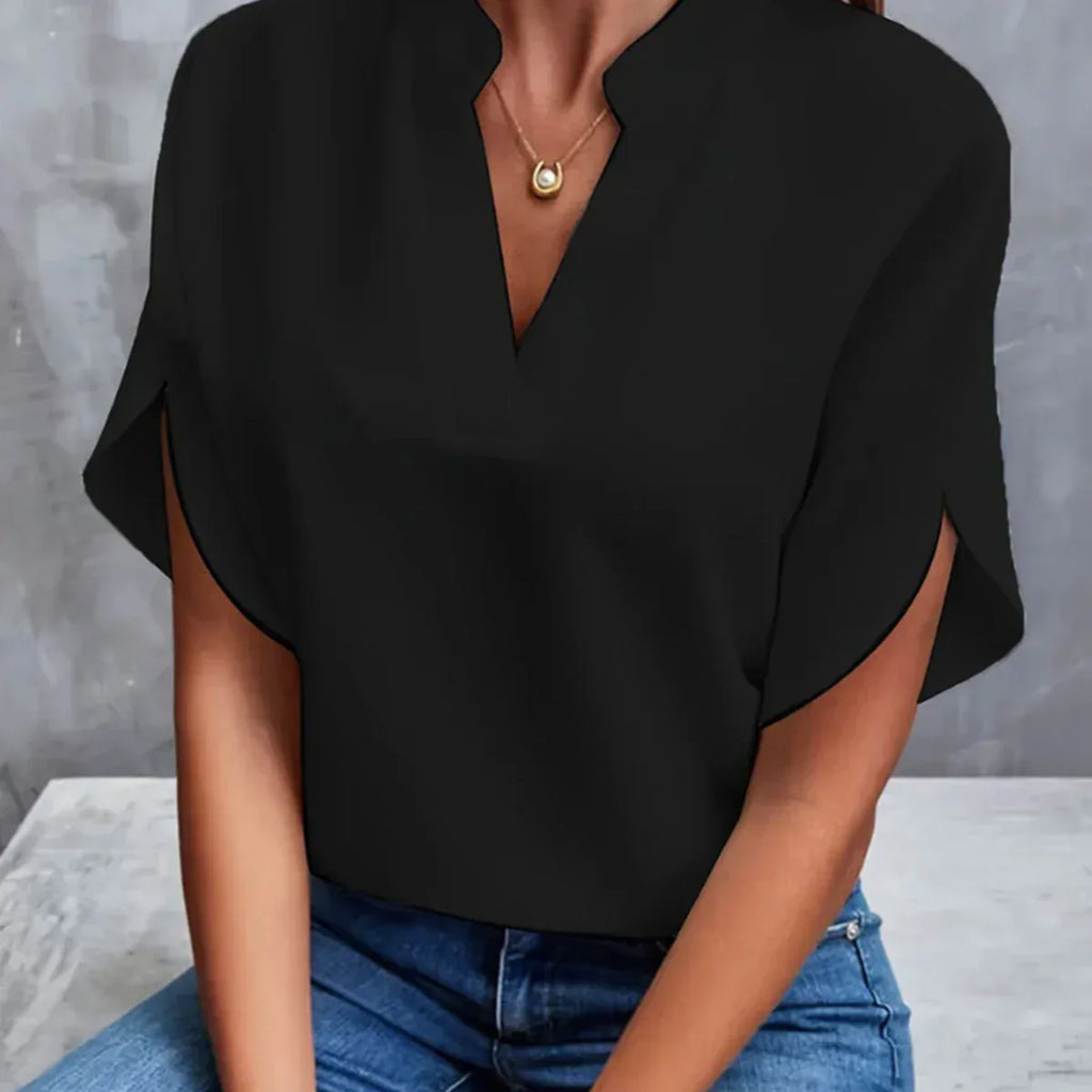 Summer Short-sleeved Chiffon Shirt New V-neck Shirt Women's Casual Versatile Clothing - DanaFashionstore