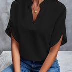 Summer Short-sleeved Chiffon Shirt New V-neck Shirt Women's Casual Versatile Clothing - DanaFashionstore
