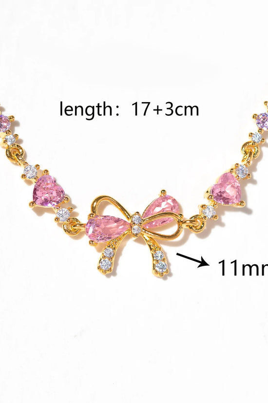 Sweet Bow Heart Rhinestone Bracelet Y2K Ins Fashion Chain Bracelet Valentine's Day