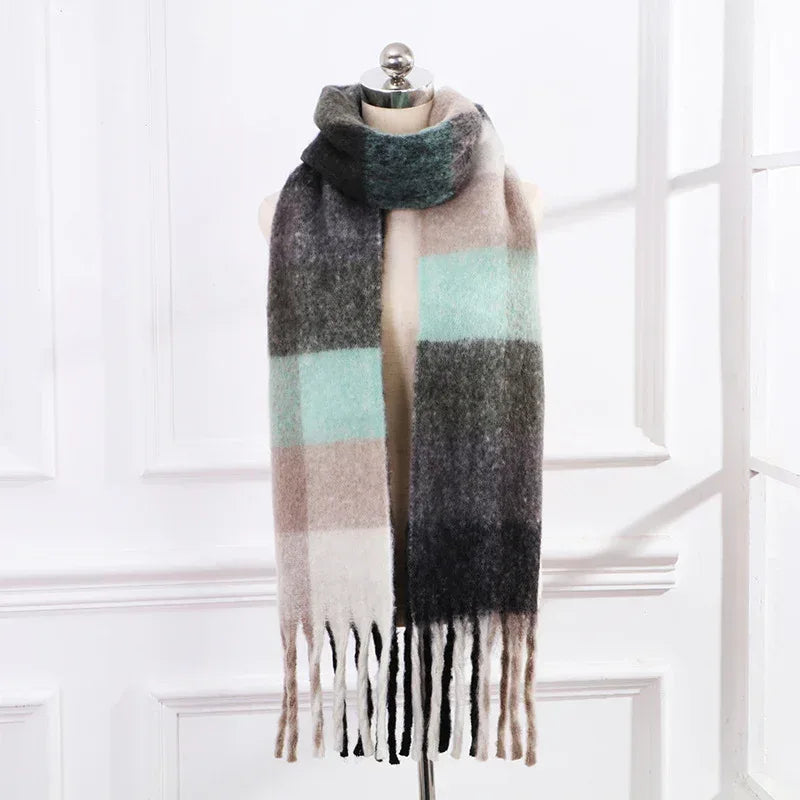 Plaid Mohair Scarf Colored Ladies - DanaFashionstore
