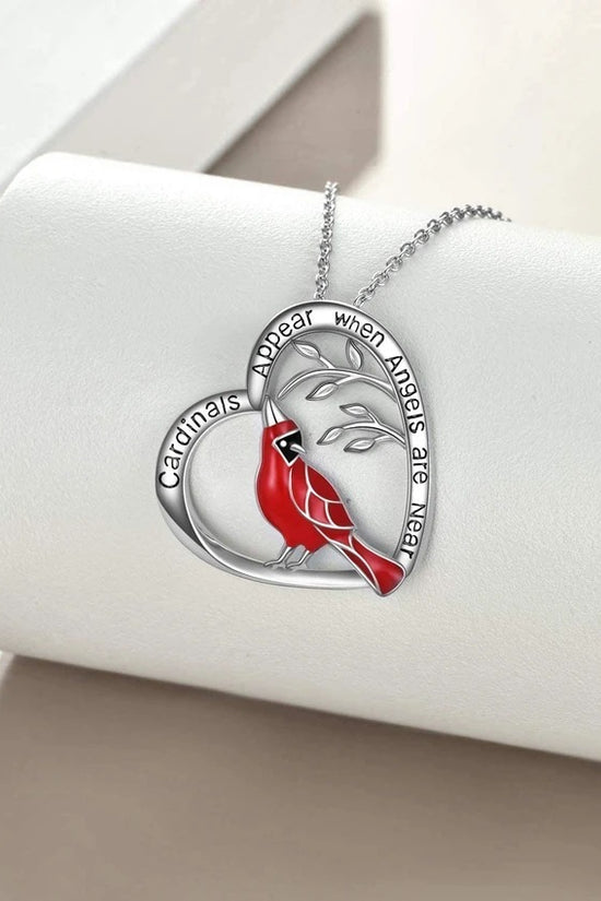 Creative Heart Shaped Cardinal Pendant Necklace, Exquisite Party Commemorative Accessory Gift Jewelry Anniversary Party Gifts, Valentine's Day Gift