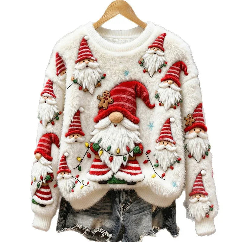 Womens Printed Christmas Flannel Hoodie Top - DanaFashionstore