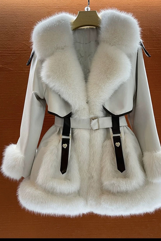 Elegant Big Fur Collar Fur Fur Coat For Women Dana Fashion