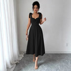 Lace-up Waist-cinching Maxi Dress - DanaFashionstore