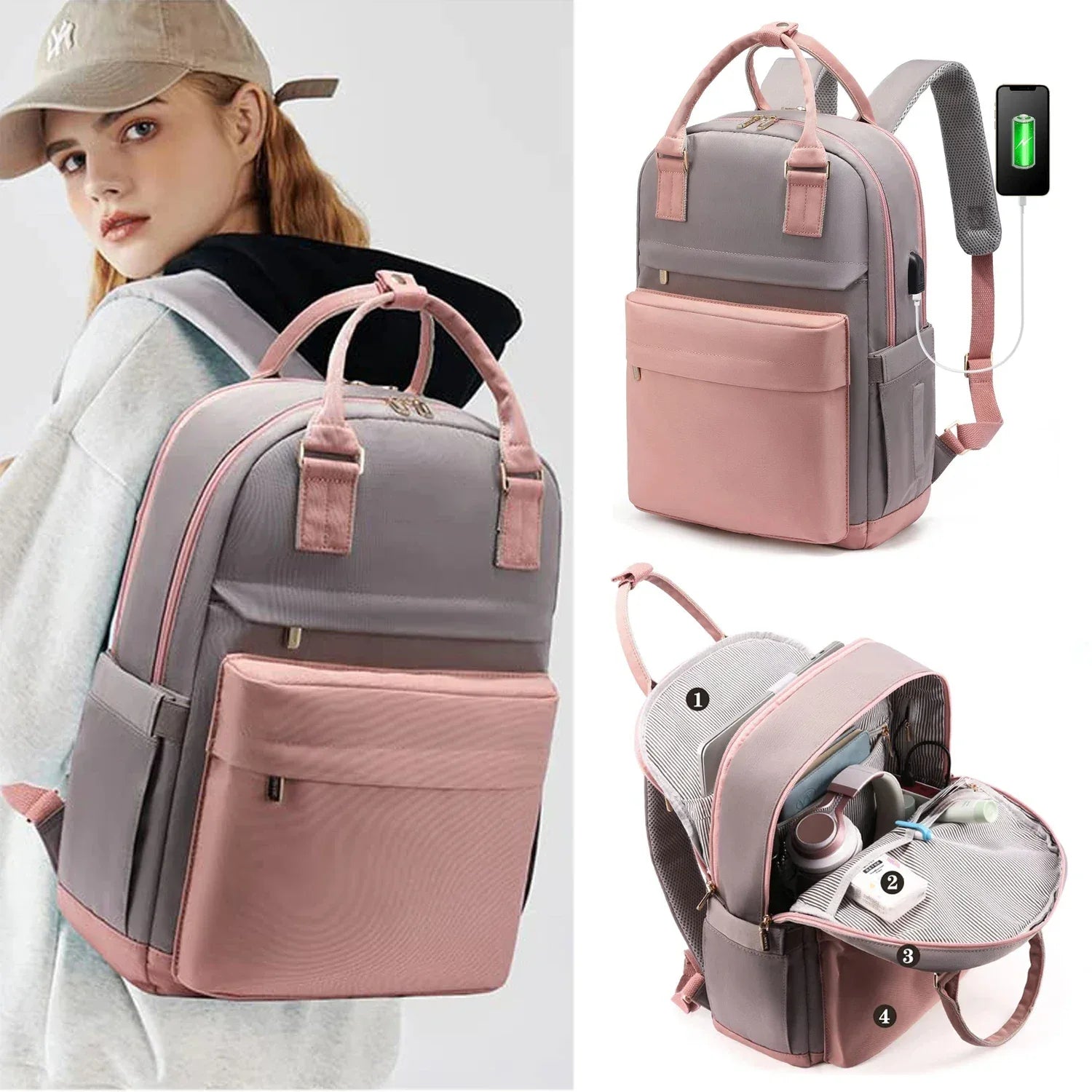Girls Backpack Fashion Large Capacity Laptop Bag Portable Travel Backpack - DanaFashionstore