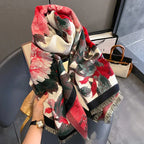 Retro Floral Artificial Cashmere Scarf Women's Thick Warm Scarf - DanaFashionstore