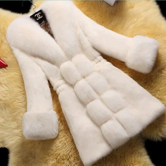 High-end Female Rabbit Fur Coat In The Long Section Of The Oversized Fox Fur Collar Coat New Fur - DanaFashionstore