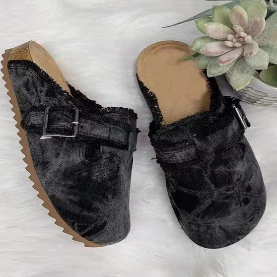 Independent Station Cross-border Oversized Shoes Women's Spring And Autumn European And American New Leopard Print Semi Slippers Shoes Lazy Shoes Peas Shoes